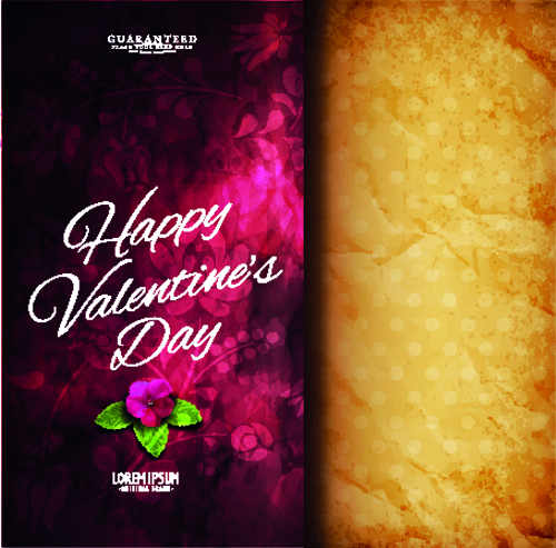 Flower with vintage valentine day background vector 04