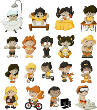 Funny cartoon child design vectors
