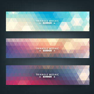 Geometric shapes mosaic vector banners 01