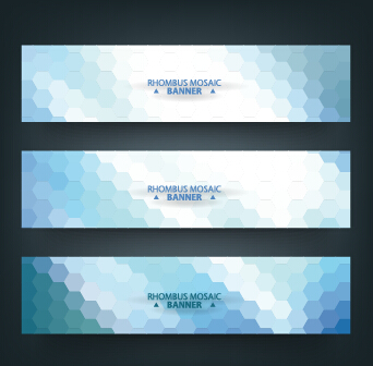 Geometric shapes mosaic vector banners 03
