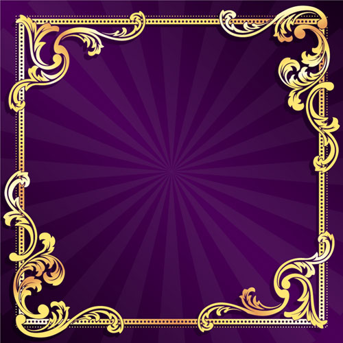 Golden frame with purple background vector 01