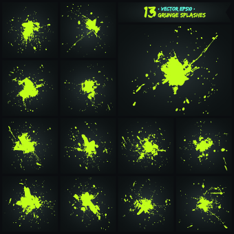 Grunge splasher objects vector 02