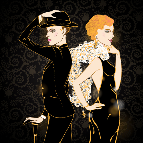 Hand drawn fashion model material vector 03 Hand drawn fashion model material vector 03