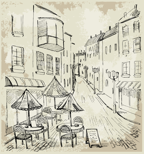 Hand drawn vintage cafe vector 03