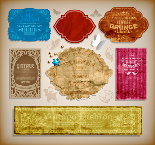 Vintage color Labels vector art 01