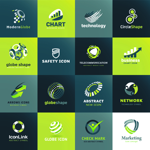Modern technology style logos vector
