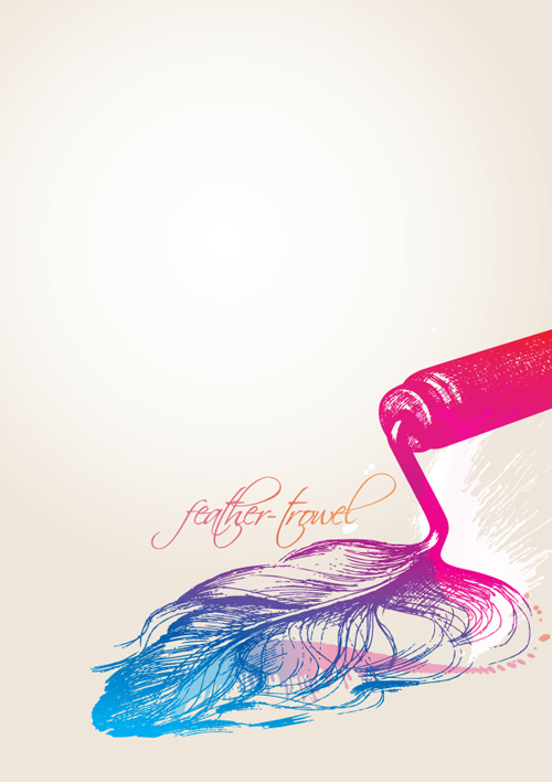 Set of Objects feathers design vector 01