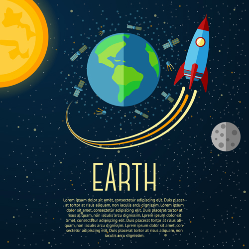 Outer space cartoon background vector 03