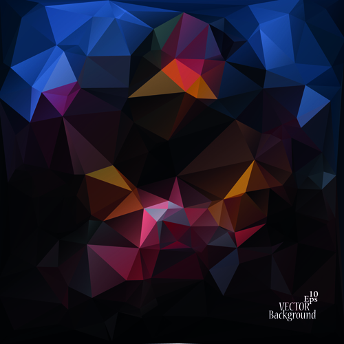 Polygonal geometric dark background vector 01