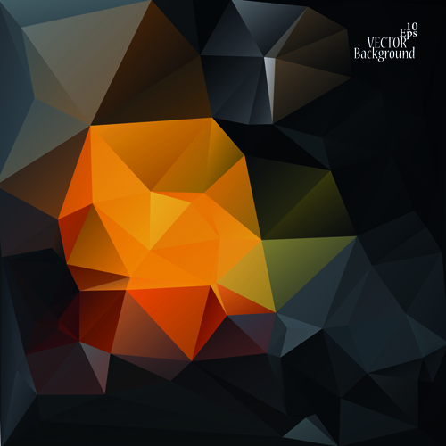 Polygonal geometric dark background vector 02
