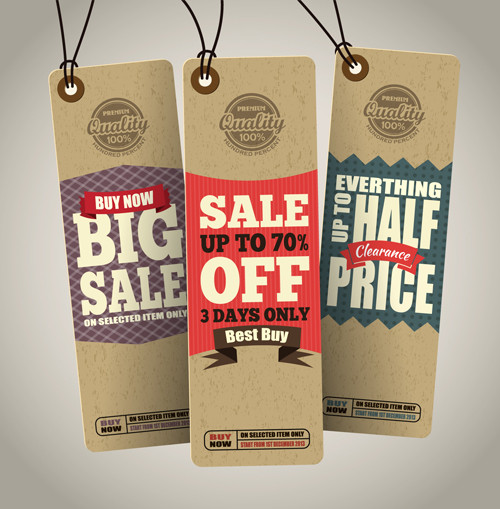 Retro price sale tags vector set 02