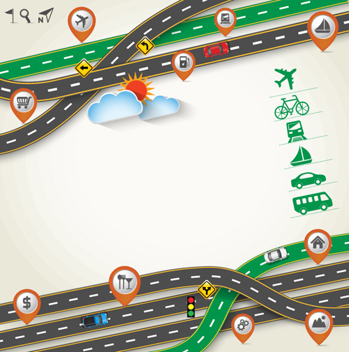 Road Traffic schematic vector template 03