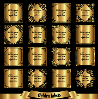 Shiny golden label luxury design vector 02