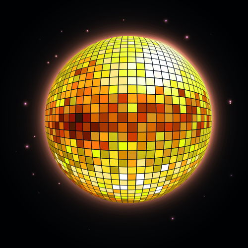 Sparkling disco neon light ball background vector 02