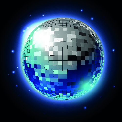 sparkling neon light disco ball background 
