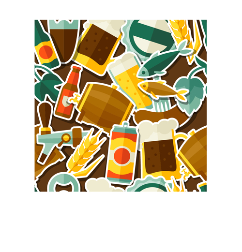 sticker seamless pattern beer 