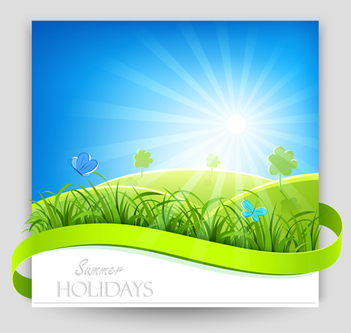 Sunlight with Nature Banners vector 02