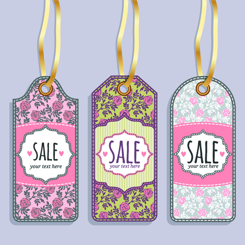 Vintage sale tags creative design set 05
