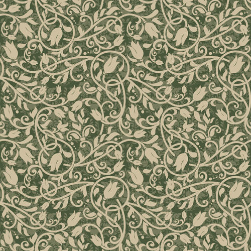Vector floral retro seamless pattern set 09