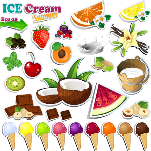 set of ice cream creative design 08 Vector set of ice cream creative design 08