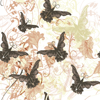 vintage seamless pattern butterflies 