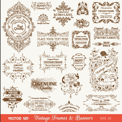 Vintage deco labels and banners vector