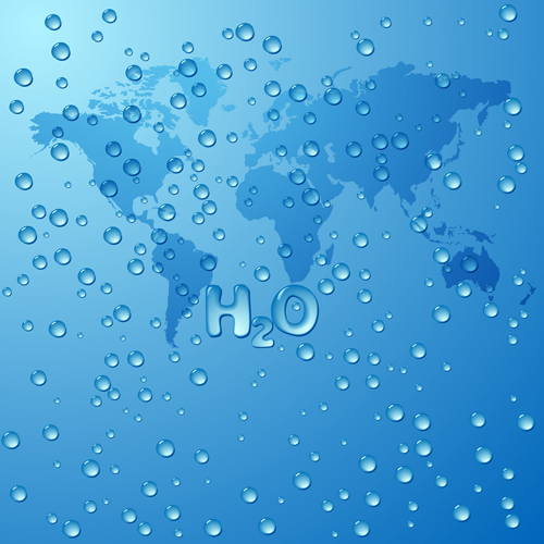 world map water drop 