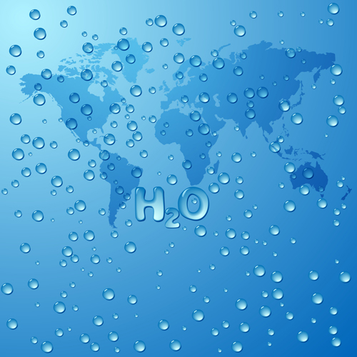 Water drops and world map vecror background