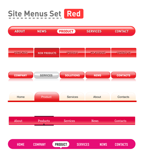 Website menu red style vector Website menu red style vector