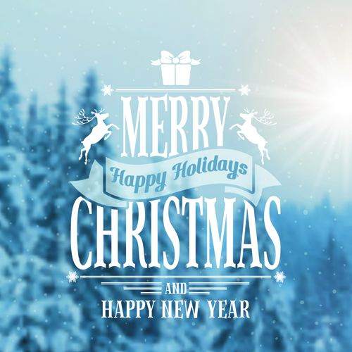 Winter forest christmas blurred background 02