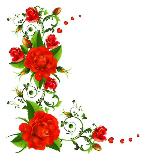 Colored flowers with dewdrop vector 03