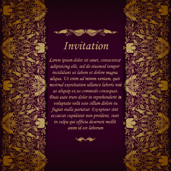 Retro floral invitation vector 01