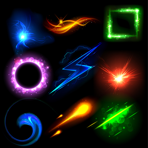 Rainbow Light effects design vector material 03
