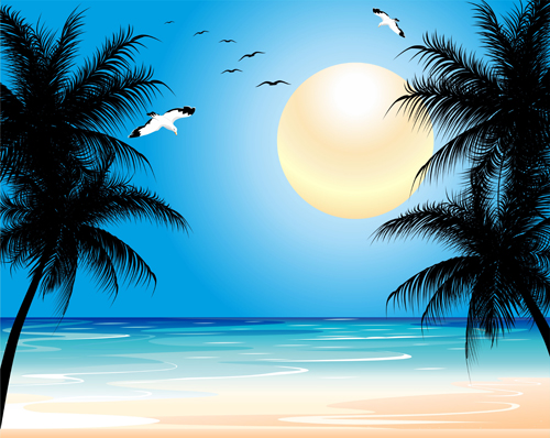 Beautiful Tropic landscape vector 03