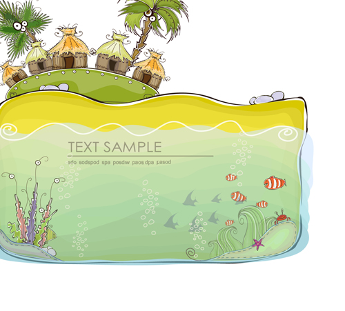 cartoon tropical theme background vector 01