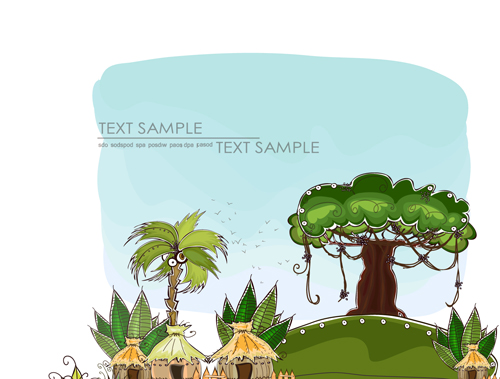 cartoon tropical theme background vector 02