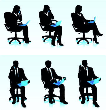 People working silhouettes vector 03