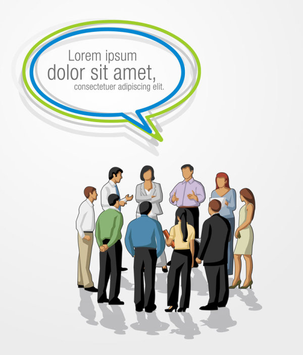 Cartoon People and Speech Bubbles vector Graphics 03