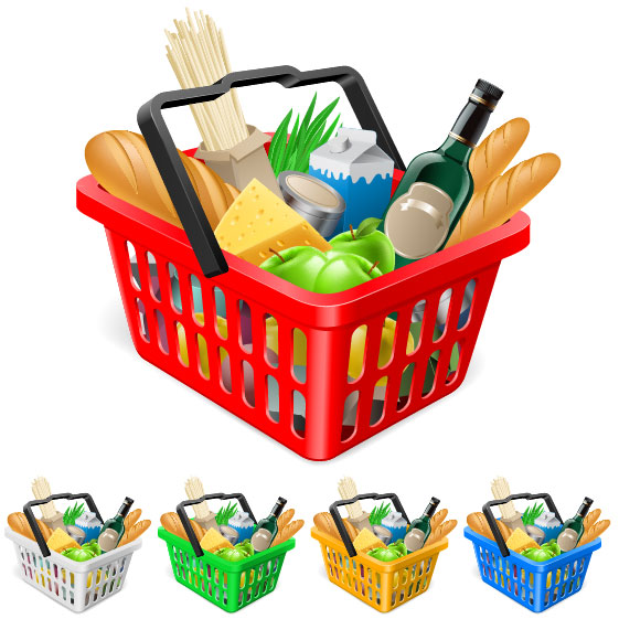 Supermarket Shopping elements vector 03