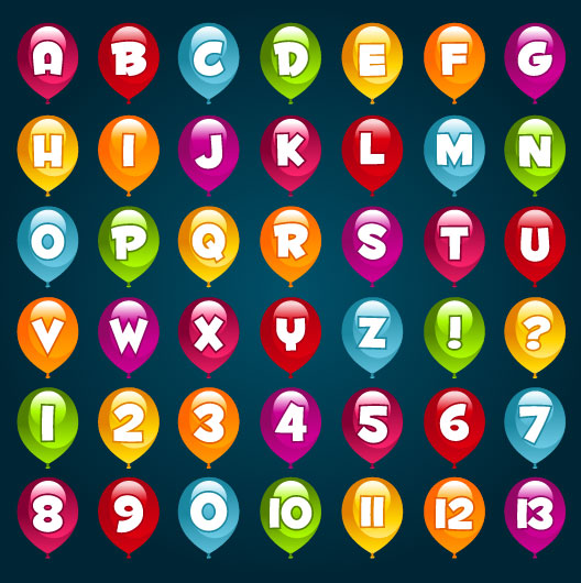 numeral bright balloon alphabet 