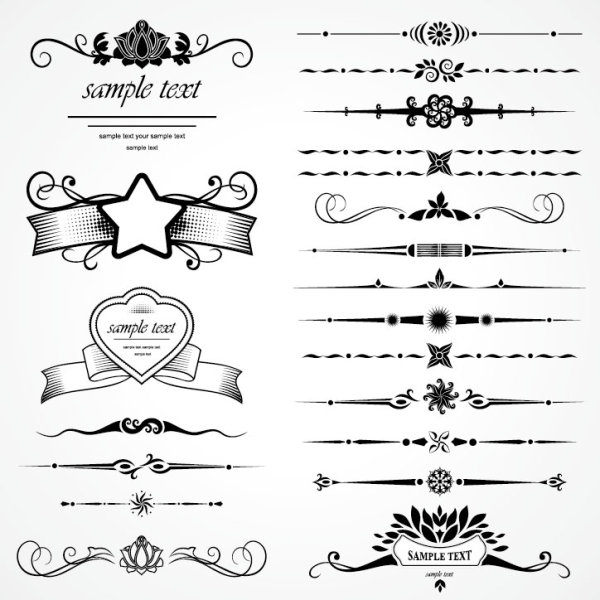 Retro Object Decorative Ornaments frames vector 07