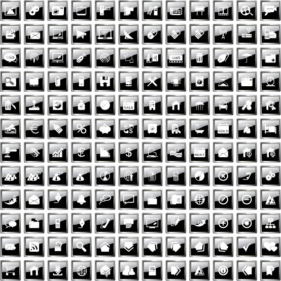 Black crystal icons vector