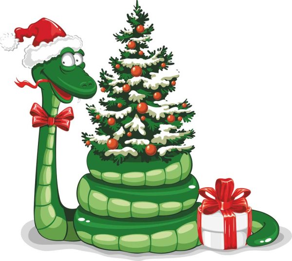 Snake 2013 Christmas design vector graphics 05