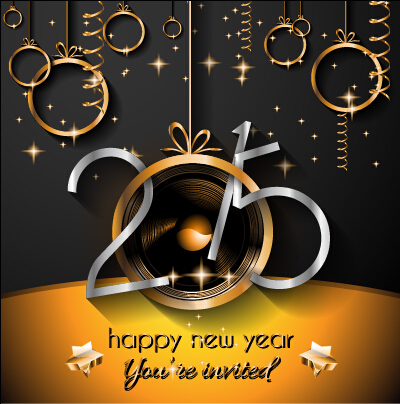 ornaments new year golden background 2015 