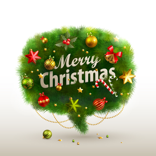 Green Pine needles Christmas cards backgrounds vector 04