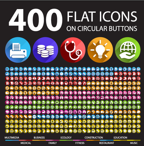 400 society flat icons vector