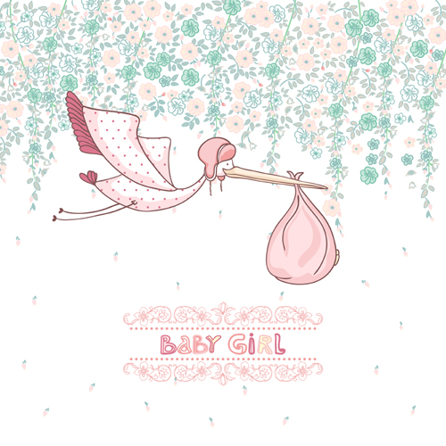 Baby girl cute card vector Baby girl cute card vector