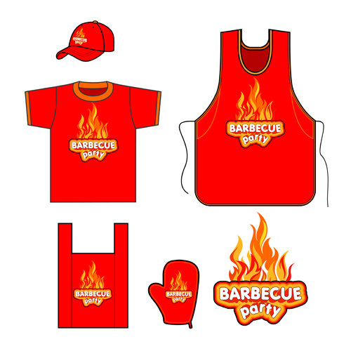 Set of Barbecue design vector 01