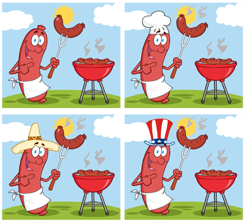 Set of Barbecue design vector 02