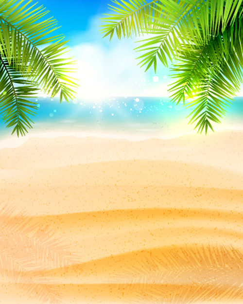 Beach with sea romantic background vector 02